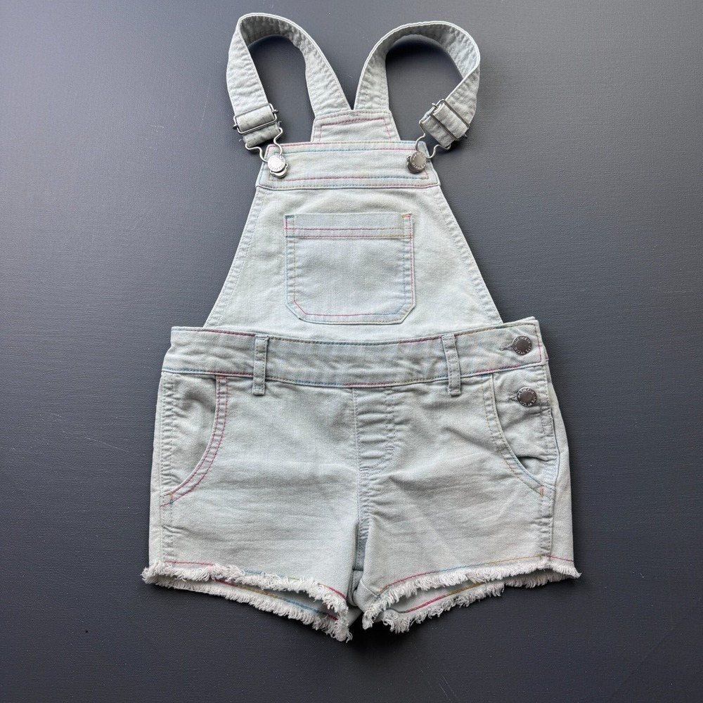 Joe Fresh Girls 6 Light Blue Wash Denim Overall Shortalls Casual Kids Daily Wear